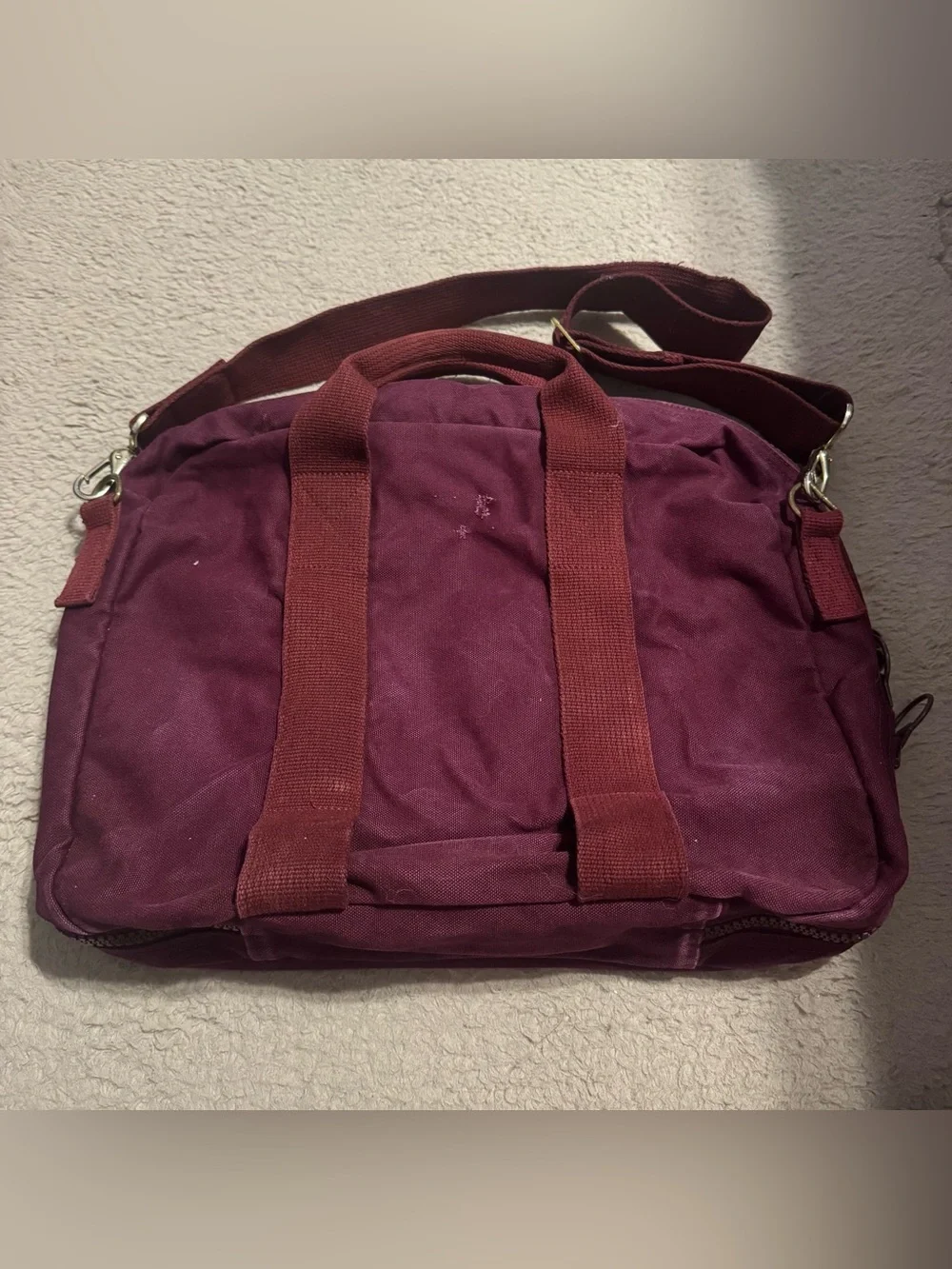 VTG Lands End Square Rigger Canvas Briefcase Messenger Bag Utility Burgundy Wine
